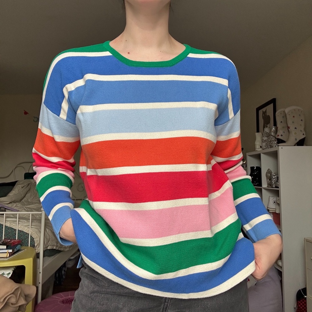 Joules 100% Cotton Rainbow Striped Sweater